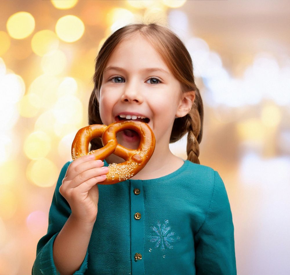 Mädchen mit Brezel in der Hand
